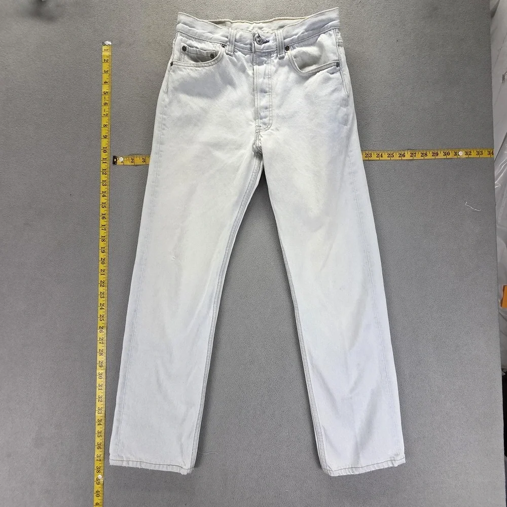 Vintage Levis 501 Jeans Mens White Button Fly Made in USA 90s Fits 27x29